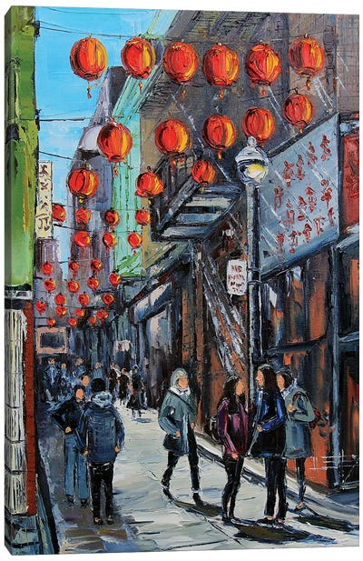 Chinatown At Noon Canvas Art Print - Chinese Décor