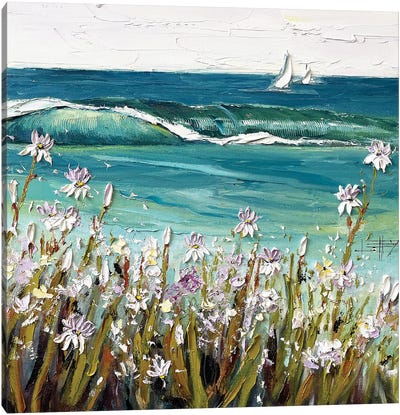 Coastal Irises Canvas Art Print - Textured Florals