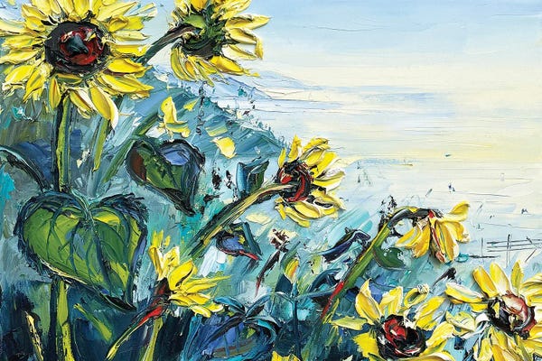 Lisa Elley: Sunflowers Over The Ocean by Lisa Elley