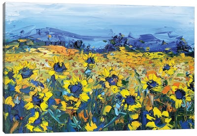Sunflowers At The Vineyard Canvas Art Print - Intense Impressionism