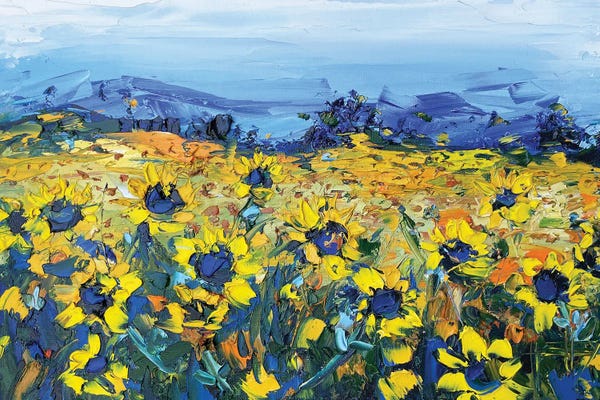 Intense Impressionism: Sunflowers At The Vineyard by Lisa Elley