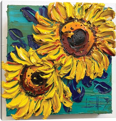 Van Gogh Duo Canvas Art Print - Textured Florals