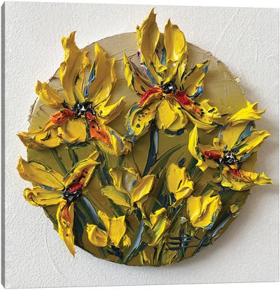 Irises In Yellow Canvas Art Print - Lisa Elley