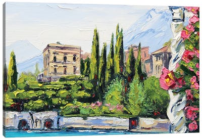 A Villa In Lake Como Canvas Art Print - Lisa Elley