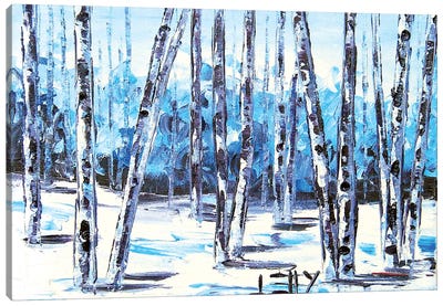 Blue Birch V Canvas Art Print - Lisa Elley