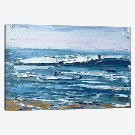 Surfing at Manresa Beach Canvas Print #LEL328} by Lisa Elley Canvas Print