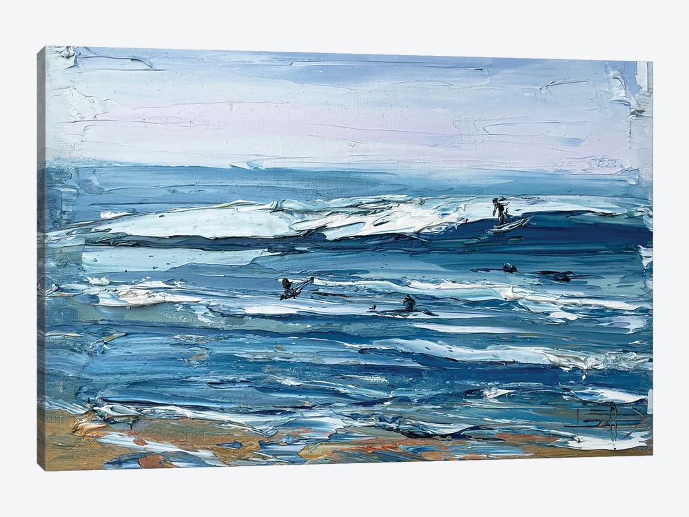 Surfing at Manresa Beach by Lisa Elley 1-piece Canvas Art Print