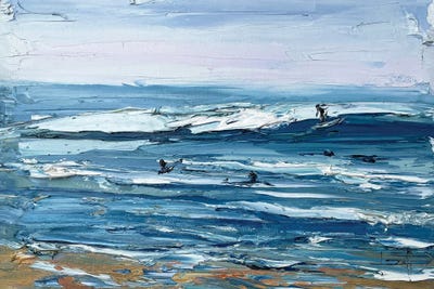 Surfers At Manresa Beach by Lisa Elley metal wall art