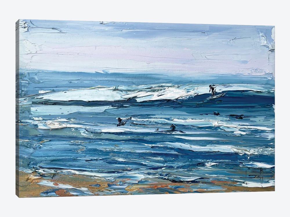 Surfers At Manresa Beach by Lisa Elley 1-piece Canvas Wall Art