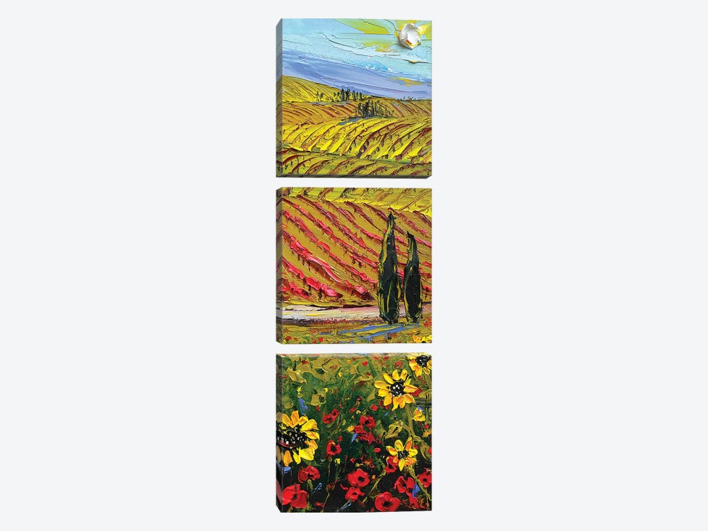 Over The Hills We Gogh by Lisa Elley 3-piece Canvas Print