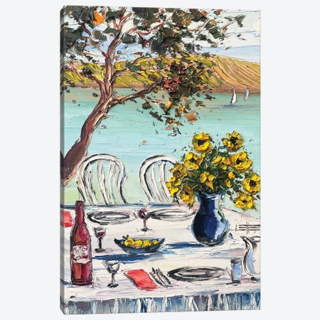 A Table On The Bay Canvas Print #LEL377} by Lisa Elley Canvas Art Print