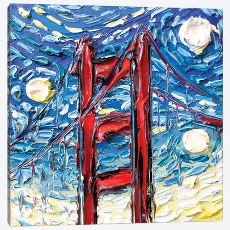 Starry Night At The Golden Gate Canvas Print #LEL379} by Lisa Elley Canvas Artwork