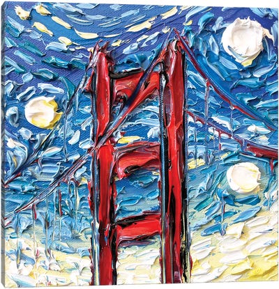 Starry Night At The Golden Gate Canvas Art Print - Lisa Elley