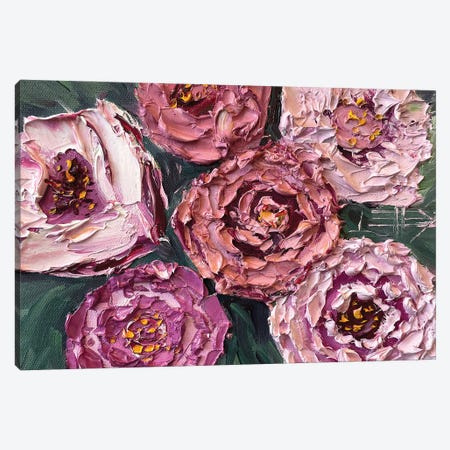 Spring Peony Bouquet Canvas Print #LEL380} by Lisa Elley Canvas Print