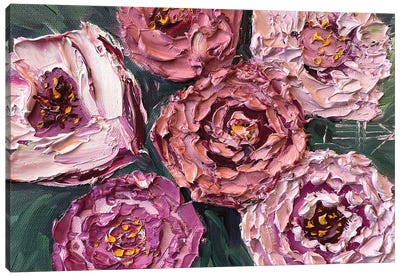 Spring Peony Bouquet Canvas Art Print - Lisa Elley