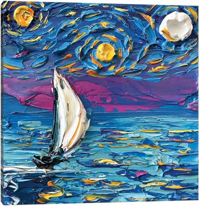 Gogh Sailing Canvas Art Print - Lisa Elley