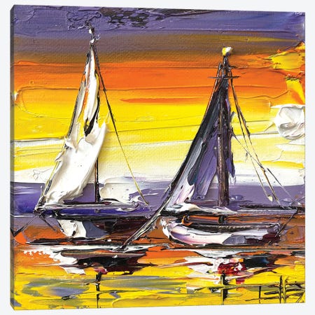 Sailboats Canvas Print #LEL397} by Lisa Elley Art Print