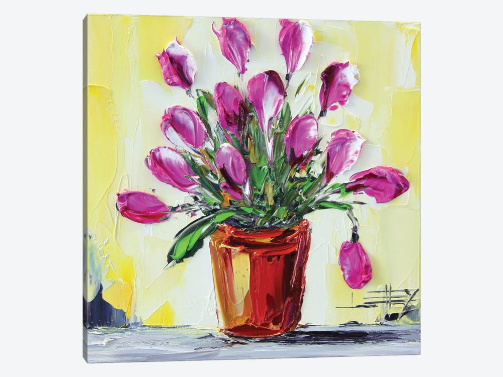 Pink Tulips by Lisa Elley 1-piece Canvas Art