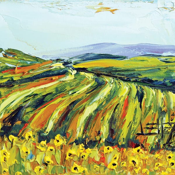 Lisa Elley: Saxum Vineyard Paso Robles With California Poppies by Lisa Elley