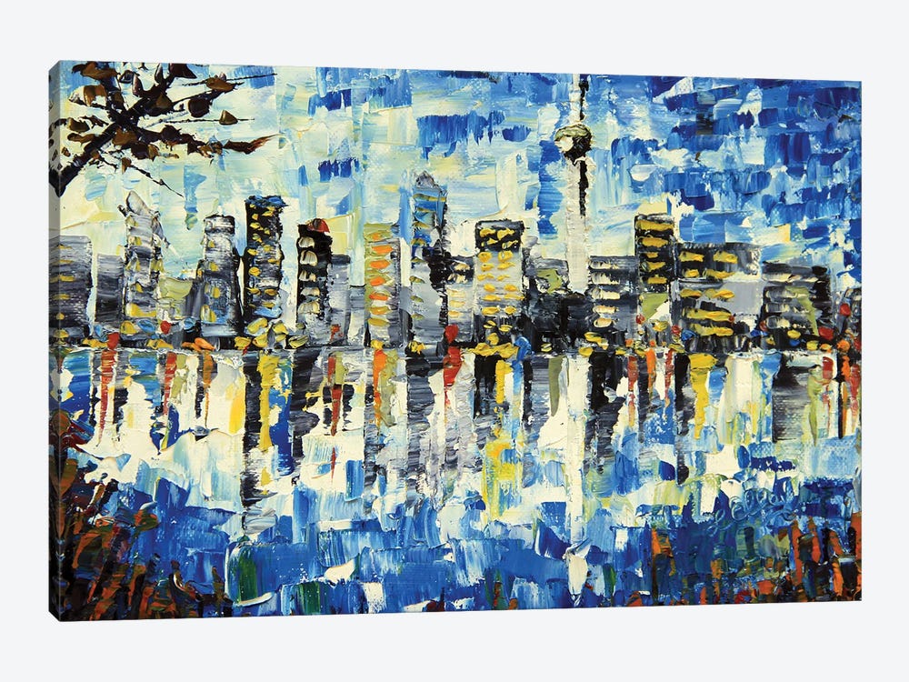 Auckland, New Zealand Abstract Cityscape by Lisa Elley 1-piece Canvas Artwork