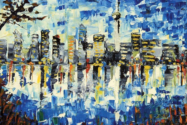 New Zealand: Auckland, New Zealand Abstract Cityscape by Lisa Elley