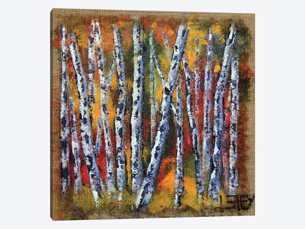 Birch Tree Forest On Burlap by Lisa Elley 1-piece Canvas Print