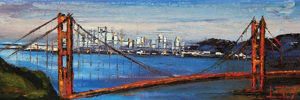 Golden Gate Bridge: Golden Gate Bridge San Francisco City Skyline Sunset by Lisa Elley