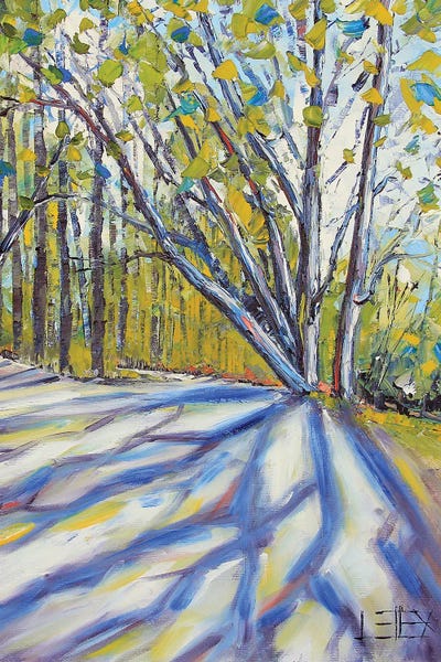 Lisa Elley: Bay Area Black Oaks With Dappled Sunlight by Lisa Elley