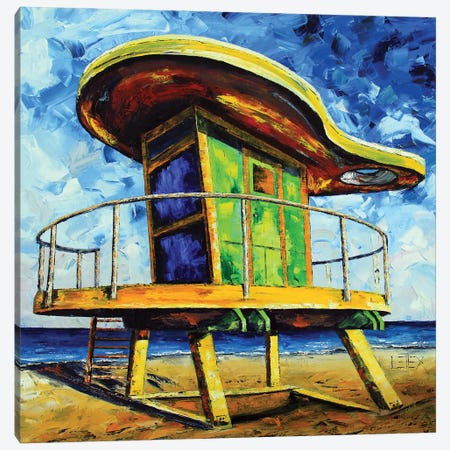 Miami South Beach Art Deco Lifeguard Tower Canvas Print #LEL452} by Lisa Elley Canvas Print