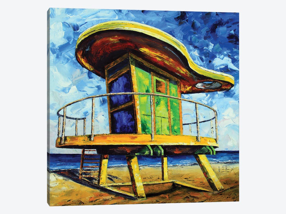 Miami South Beach Art Deco Lifeguard Tower by Lisa Elley 1-piece Canvas Art Print