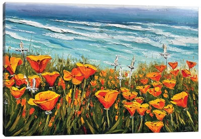 Overture California Poppies Contemporary Artwork Canvas Art Print - Poppy Art