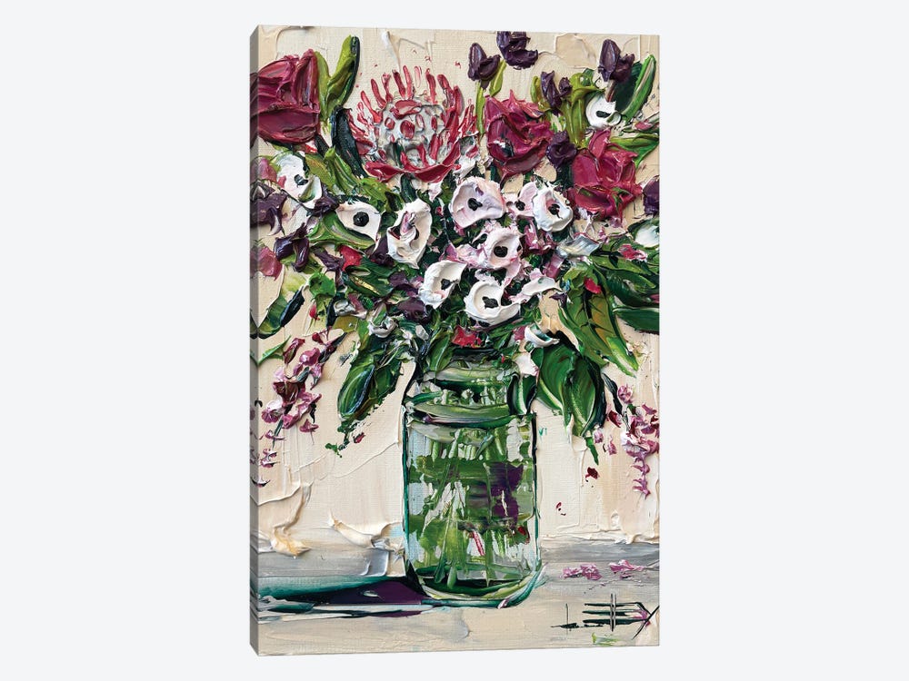 Elegant Spring Floral Still Life by Lisa Elley 1-piece Canvas Print