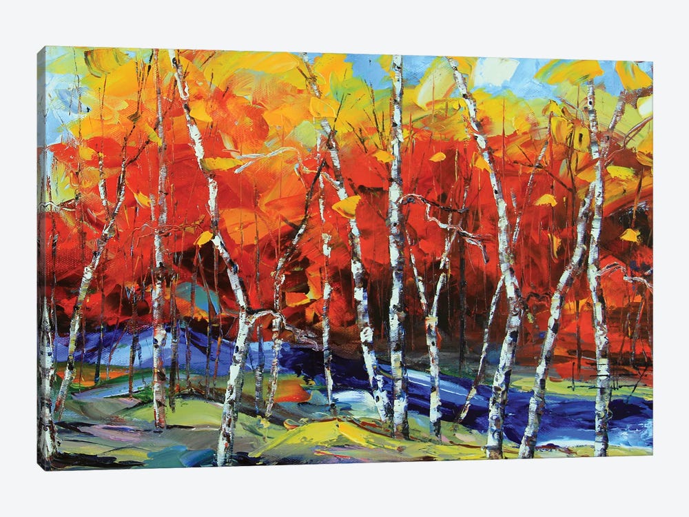Poetry In Motion Birch Tree Painting by Lisa Elley 1-piece Canvas Art Print