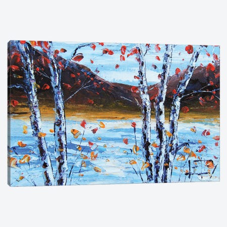 Birch Trees By The Lake Canvas Print #LEL483} by Lisa Elley Canvas Art