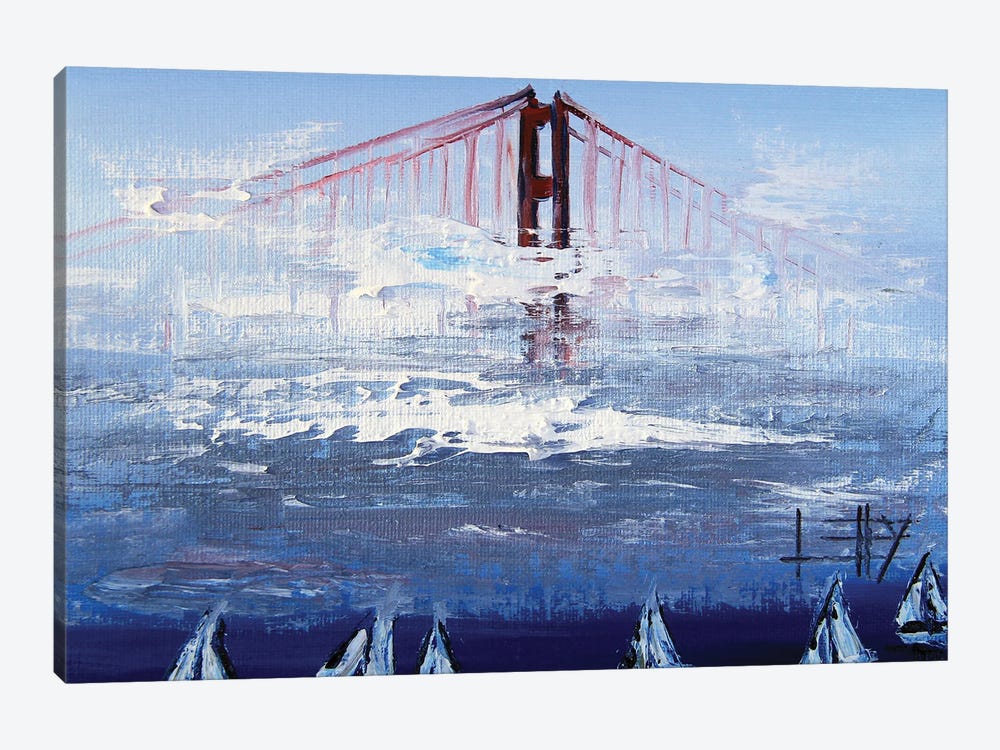 Sailboats At The Golden Gate Bridge San Francisco by Lisa Elley 1-piece Canvas Art