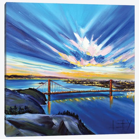 San Francisco Evening Skyline With The Golden Gate Bridge Canvas Print #LEL485} by Lisa Elley Canvas Print
