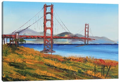 San Francisco Golden Gate Bridge At Chrissy Field Canvas Art Print - Grass Art