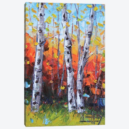 Three Birches Canvas Print #LEL498} by Lisa Elley Canvas Print