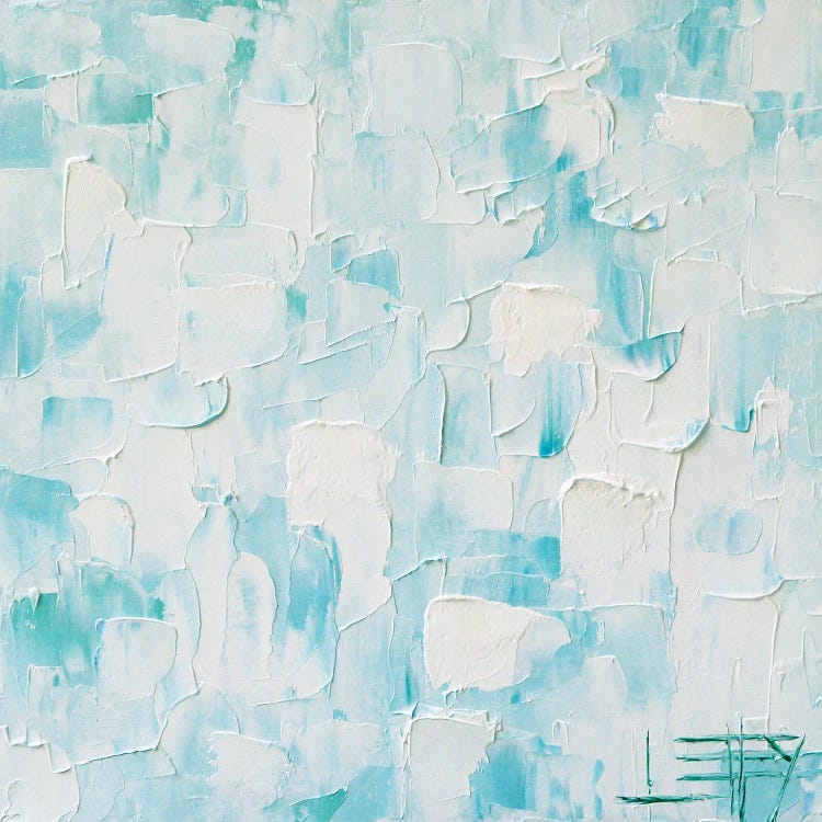 Abstract Blue And White Palette Knife Painting