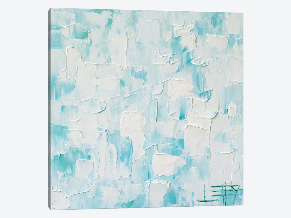 Abstract Blue And White Palette Knife Painting by Lisa Elley 1-piece Canvas Print