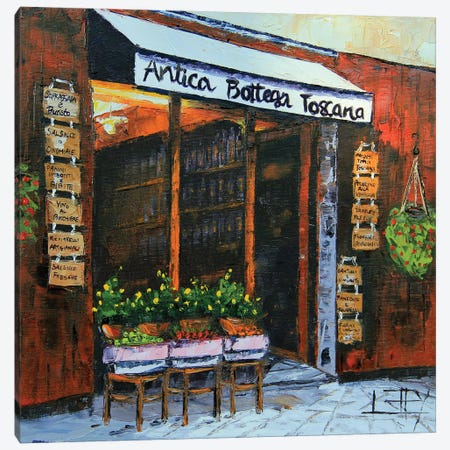 Antica Bottega Cafe Canvas Print #LEL509} by Lisa Elley Art Print