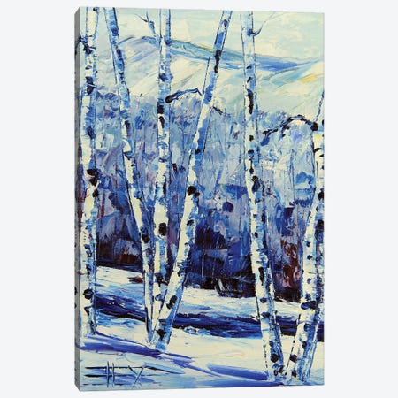 Winter Snowy Birch Trees Canvas Print #LEL520} by Lisa Elley Canvas Print