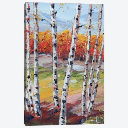 Vibrant Birch Forest Canvas Print #LEL524} by Lisa Elley Canvas Artwork