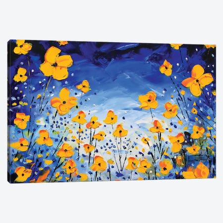 Evening Poppies Canvas Print #LEL54} by Lisa Elley Canvas Wall Art