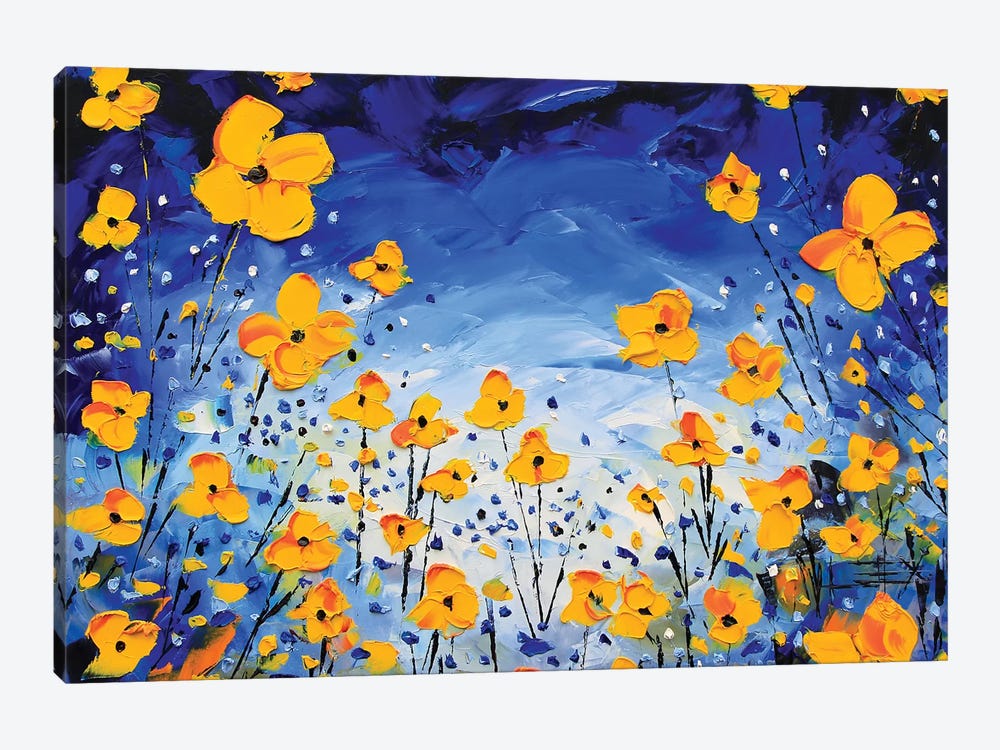 Evening Poppies by Lisa Elley 1-piece Canvas Print