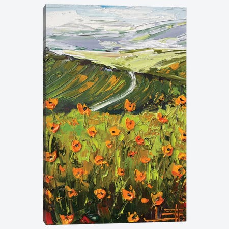 Poppies And Vines In Wine Country Canvas Print #LEL556} by Lisa Elley Art Print
