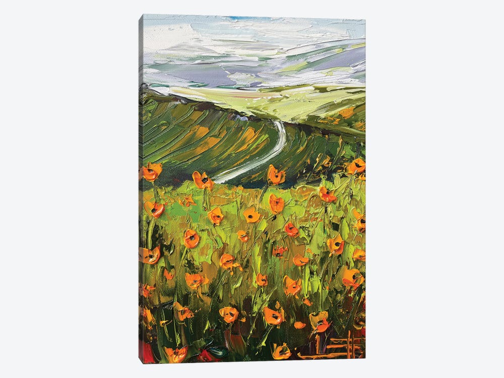 Poppies And Vines In Wine Country by Lisa Elley 1-piece Canvas Wall Art
