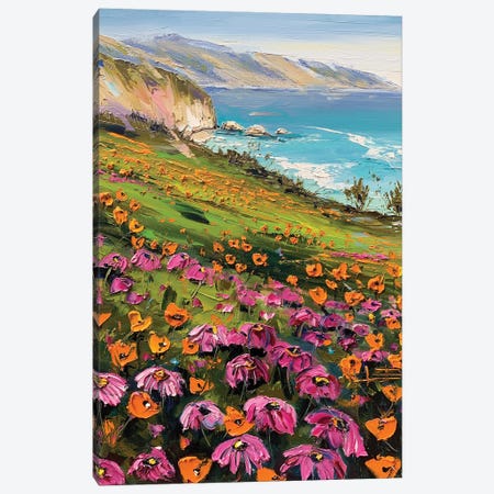 Lucia In Big Sur, California - Coastal Wildflowers Canvas Print #LEL557} by Lisa Elley Canvas Print