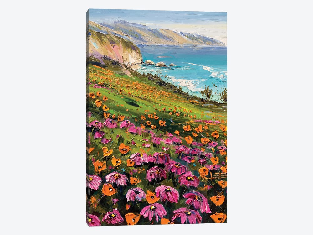Lucia In Big Sur, California - Coastal Wildflowers by Lisa Elley 1-piece Art Print