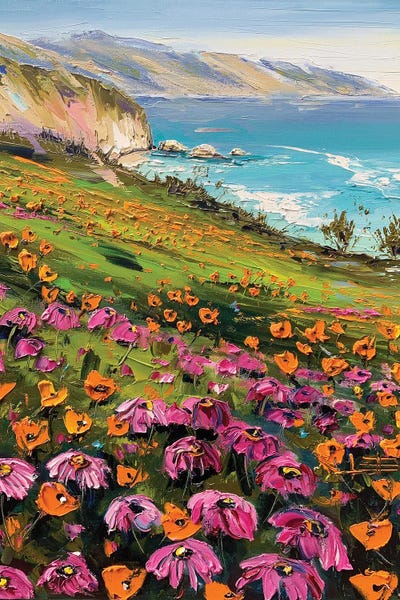 Big Sur: Lucia In Big Sur, California - Coastal Wildflowers by Lisa Elley